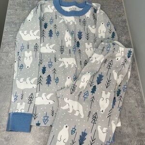 Moon and Back by Hanna Andersson Polar Bear Print Kids Pajamas - Blue and Gray